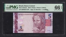 Brazil 5 Reais 2010 Pick Unlisted Uncirculated Grade 66