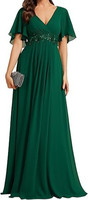 EVER PRETTY Formal Evening Party Prom Bridal Elegant V-Neck Maxi Dress Size 14 L