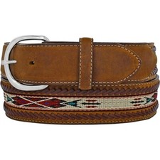 Tony Lana Men's Laced Edge Horse Hair Ribbon Bark Belt 5A109