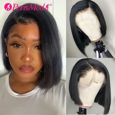Bob Human Hair 13x4 HD Transparent Lace Frontal Wig Glueless Human Hair Wig