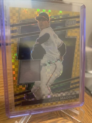 2024 National VIP 1/10 Gold Checkered Prizm Greg Maddox 1/10 HOF Braves Panini 