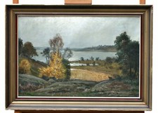 Paesaggio Autunnale Al Lago – Dipinto A Olio Su Tela, Firmato, Opera Originale