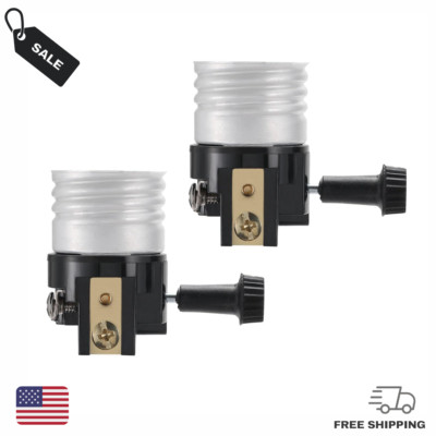 2 Pack Lamp Socket Replacement,UL Listed E26/E27 Light ON/Off Switch Knob Repair