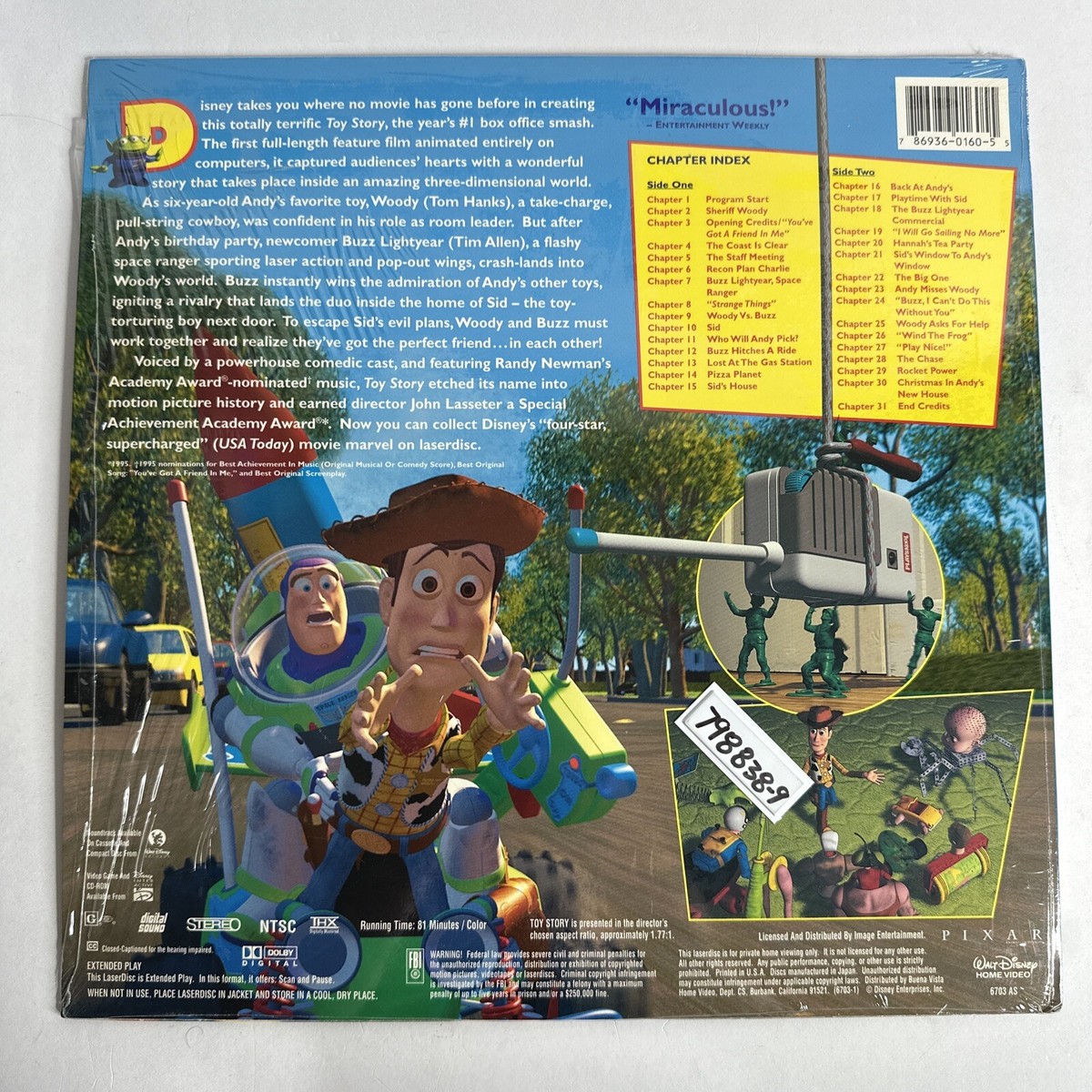 Disney's Toy Story Laserdisc Tom Hanks Tim Allen Pixar Letterbox
