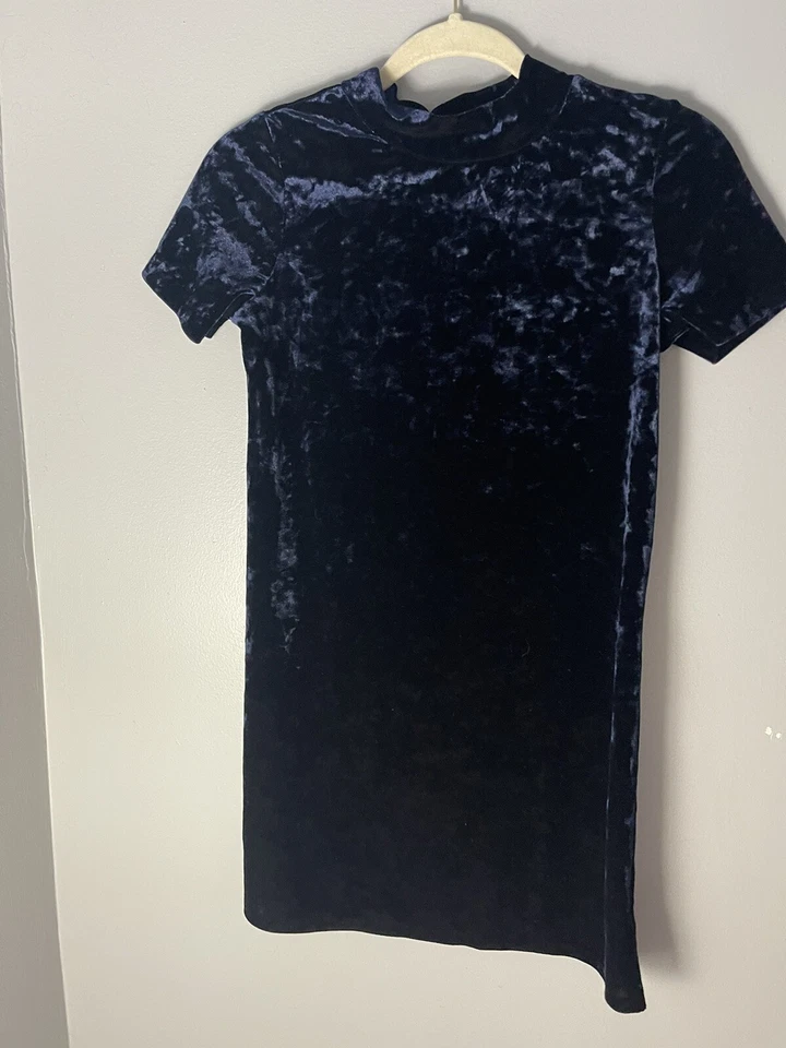 AQUA девочек измельченный бархат синий ложным вырезом платье Bloomingdale's эксклюзивный XL новый с Ярлыками - Изображение 2 из 4