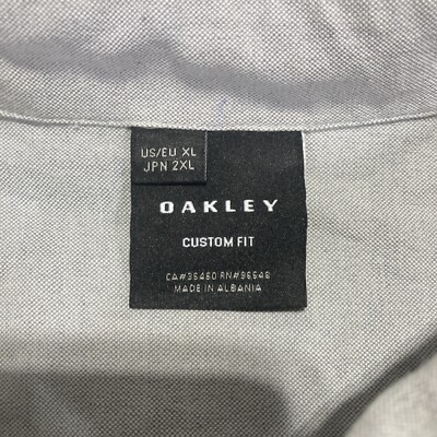 ハンドメイド Oakley Shirt Men's 2XL Gray Button Up Long Sleeve Custom Fit Logo
