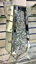 CRUSHED DIAMOND STUNNING SILVER CRYSTAL SILVER GLASS VASE MIRRORED 40X20CM