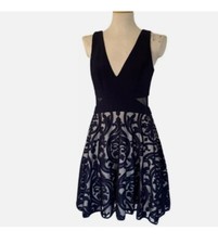 NWT Xscape Flocked Mini Dress, Size 10 Navy Blue
