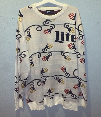 Miller Lite Beer Holiday Sweater - String of Christmas Lights - 3XL - NEW