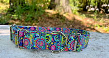 1.5" Wide Martingale Dog Collar Colorful Paisley Martingale Collar Made in USA