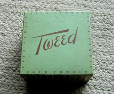 TWEED 1950s bath powder box Lentheric mid century modern MOD VINTAGE PACKAGING
