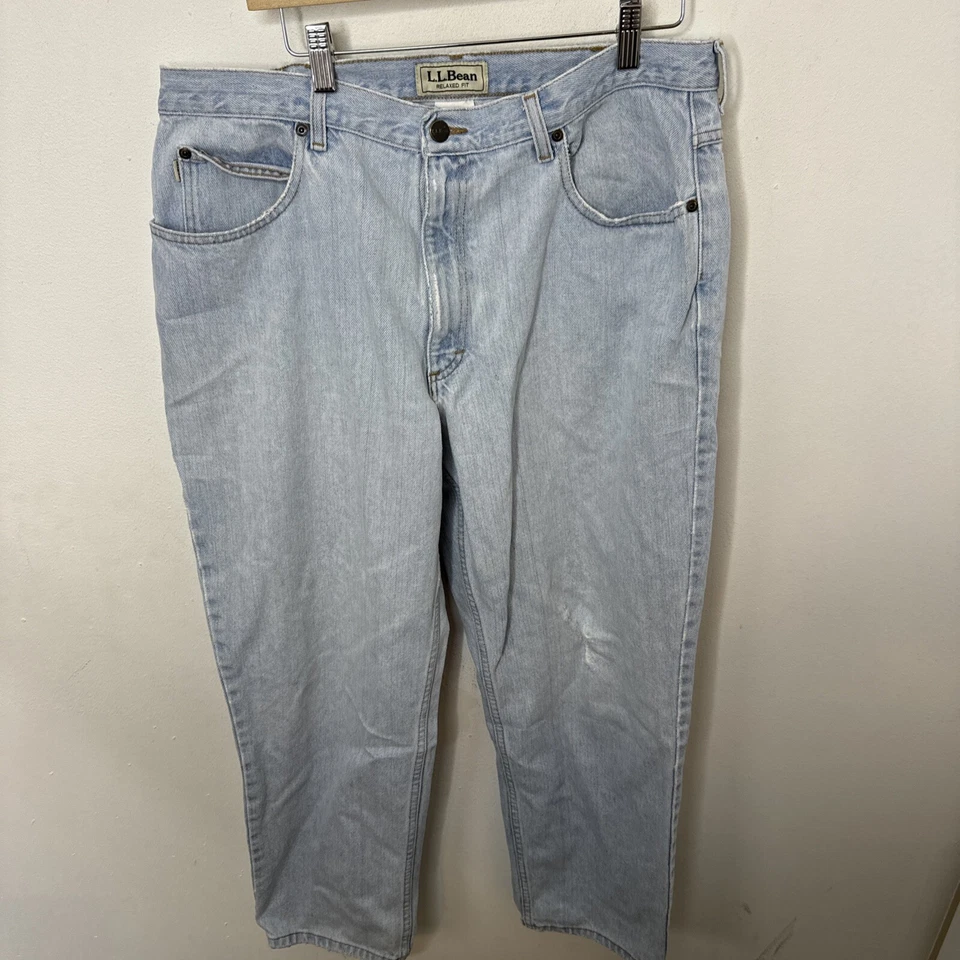 Vintage L.L. Bean 38X30 Relaxed Jeans Classic Denim Work Pants Broken In 90s - Image 2 of 4