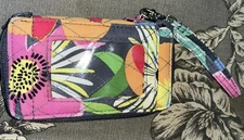 Vera Bradley Jazzy Blooms  Zip Around ID Wristlet NWOT