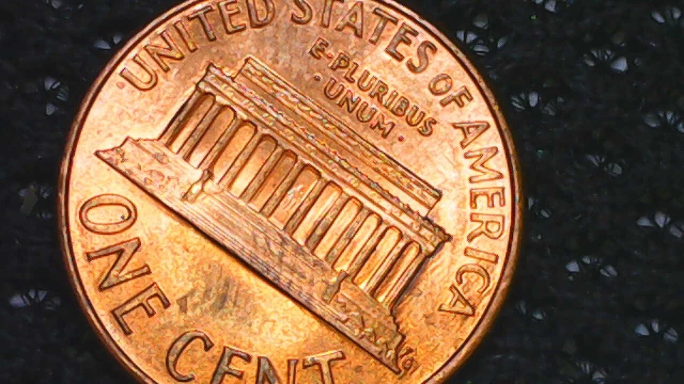 1991-D Penny w/ doubling on reverse and extra columns - Image 2 of 4