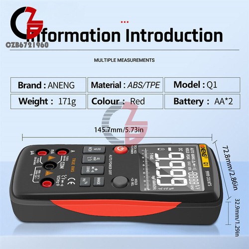 ANENG Q1 Backlight Digital Handheld Multimeter AC/DC Voltage Current NCV Tester - 第 13/28 張圖片