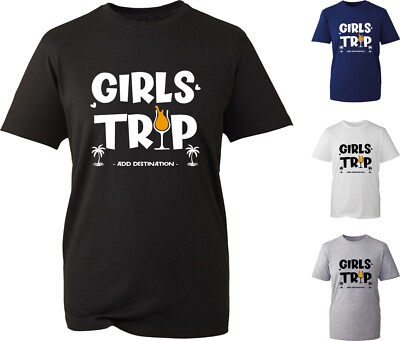 Personalisiertes Mädchen Reise T-Shirt Your Destination Junggesellinnenabschied Tour Unisex Top
