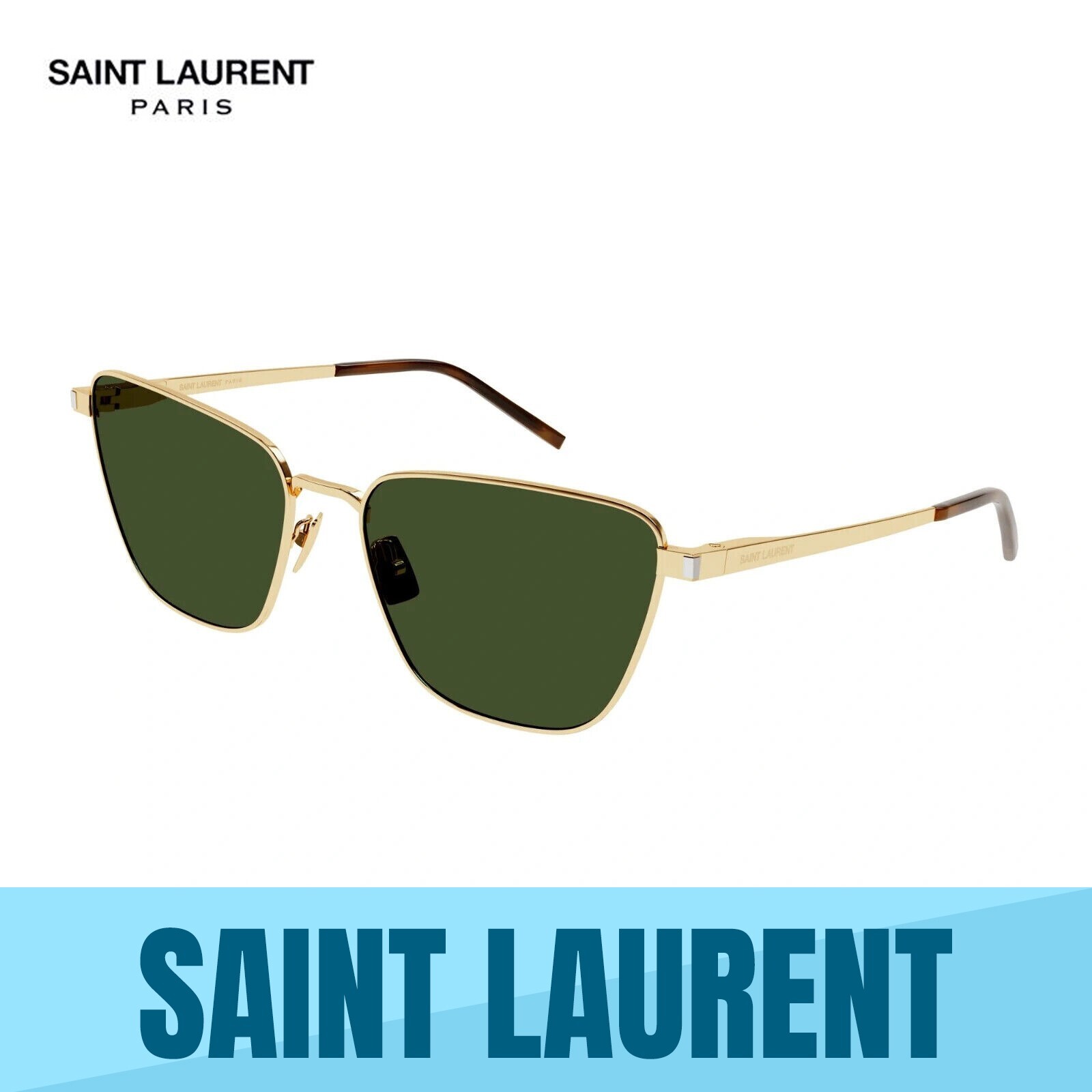 OCCHIALI DA SOLE DONNA SAINT LAURENT SL 551 003 ORO ORO LENTI VERDI AUTENTICI NUOVI