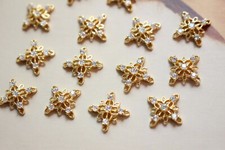 4pcs CZ Pave Cross Flower Charm,Cubic Zirconia Quadrilateral Snowflake Pendant