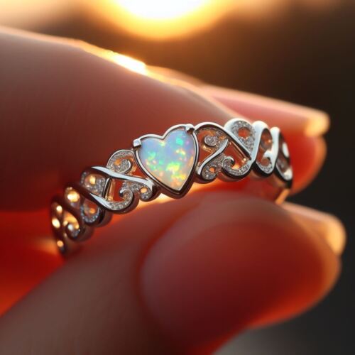 Natural fire Opal Ring 14k gold, vintage genuine Ethiopian opal rings ...