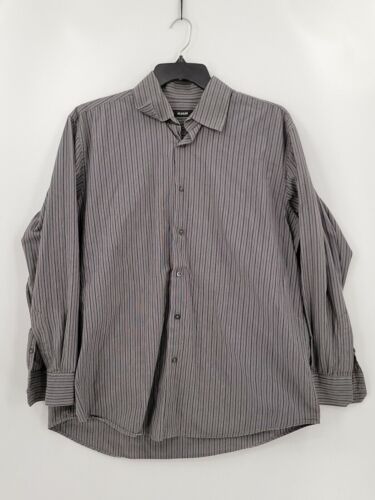 Alfani Dress Shirt Mens Adult Size XL Color Gray Long Sleeve Button Up Striped