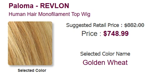 Peluca Paloma Revlon $Trigo Dorado Cabello Humano Monotop Bang Bob Recto Foto 3 de 4