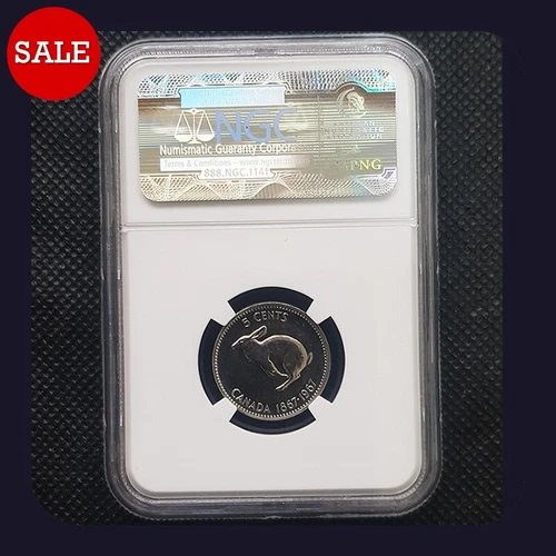 SLABBED | 1967 CANADA 5 CENT NICKEL NGC MS63 RABBIT CENTENNIAL 1867-1967 UNC