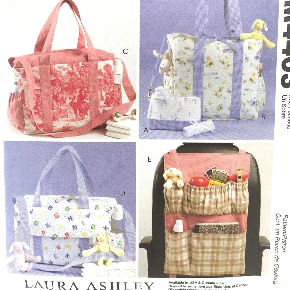 McCalls 4403 Diaper Bags and Car Organizer Laura Ashley Craft Sewing Patten - Image 2 of 4