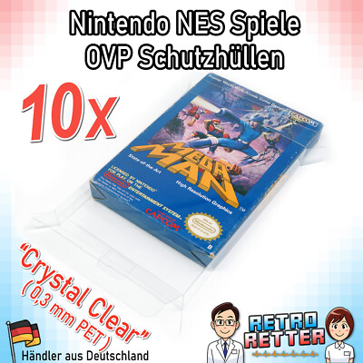 10x Nintendo NES #CrystalClear Spiele Schutzhüllen - Game OVP Karton EU 0,3 mm