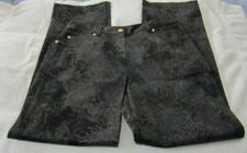 ST. JOHN SPORT Black  Gold Metallic Five Pocket Pants Size 12