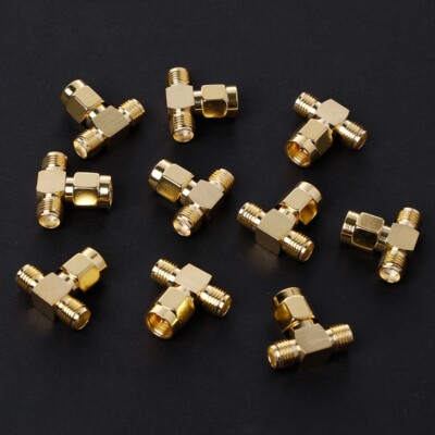 10PCS  3 Way Splitter SMA Male to Two SMA Female Triple T RF Adapter Connector 