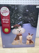 Winter Wonder Lane White Light Up Christmas Dogs Set of 2 NEW