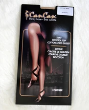 CanCan Silky Control Top Pantyhose 12 Denier NUDE Shadow Toe Sizes A, D, Queen