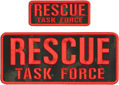 RESCUE TASK FORCE EMBROIDERY PATCH 4X10 AND 2X5 HOOK ON BACK red/blk ...