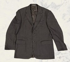 Oscar de la Renta Mens 42R Houndstooth Wool Brown Sport Coat Blazer Jacket
