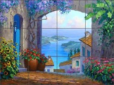 Ceramic Tile Mural Backsplash Senkarik Mediterranean Sea Capri Art MSA056