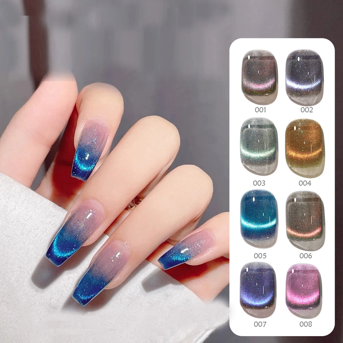 8Colors Colorful Cat Eye UV Gel Nail Polish Soak Off LED Gel Varnish Salon  8ml