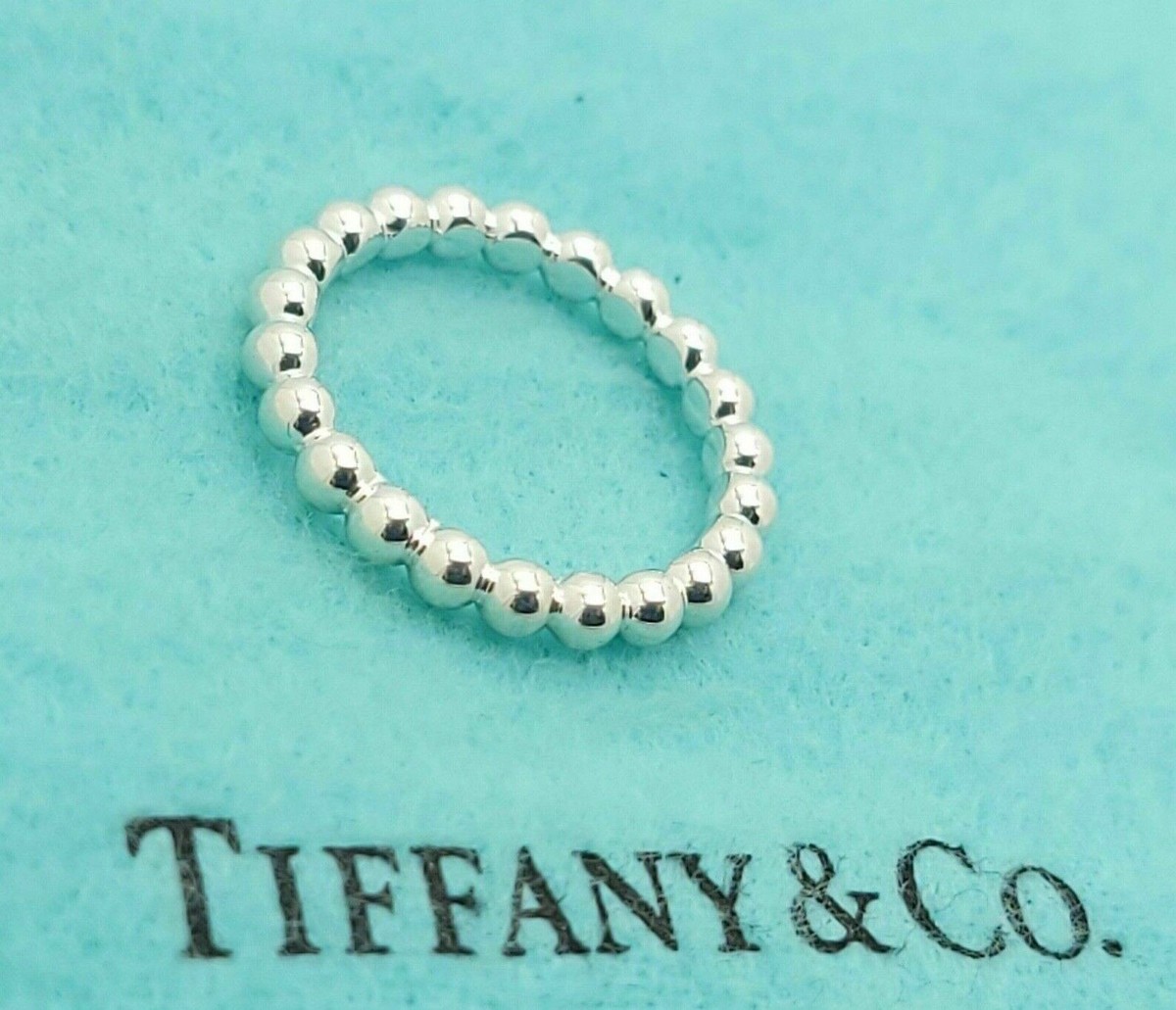 Tiffany Sterling Silver Bead Beaded Size Stacking Band