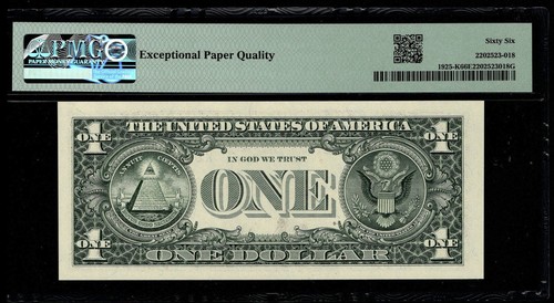 1999 $1 Federal Reserve Note Low 3 digit Serial Number Dallas K00000451C PMG 66 - Picture 3 of 4