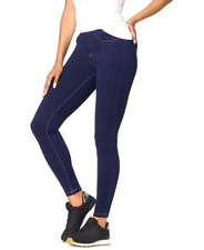 Hue Classic Stretch Denim Leggings Size Small In Dark Indigo