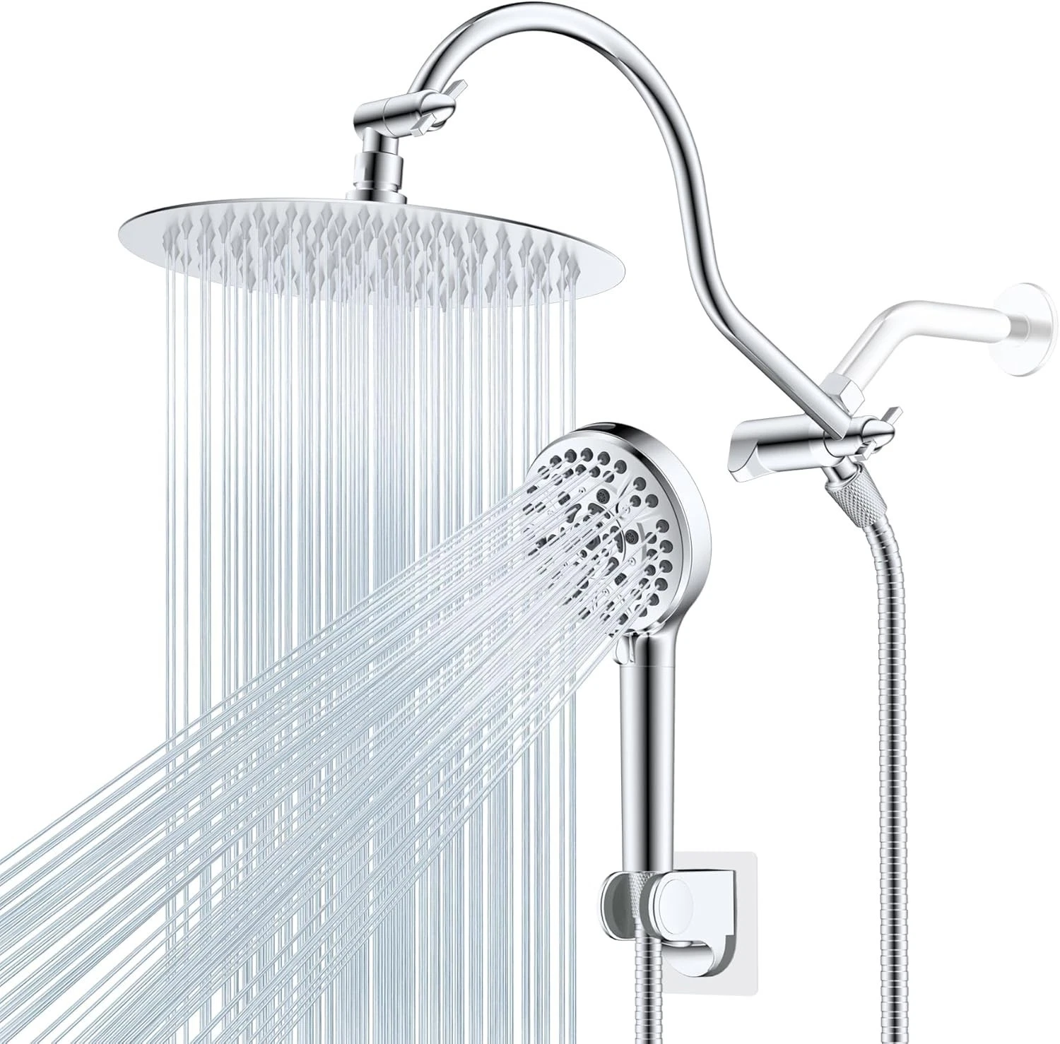 Shower Head, 10'' High Pressure Rainfall Shower Head, Handheld Showerhead Combo