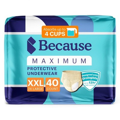 Because Premium Maximum Plus Adult Incontinence 2X-Large (40 Count), Beige