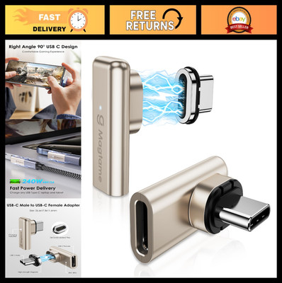 2Pack 24Pin 240W Magnetic Right Angle USB C Male to Female Adapter, 40Gbps, 4K V