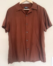 Express Men s Short-Sleeve Button-Up Shirt Rust Brown Size Medium