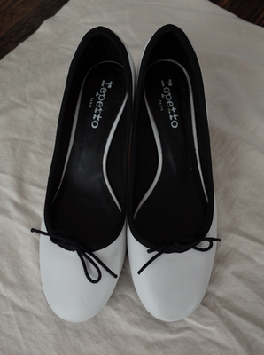 【最終】Repetto Farah Ball AD パンプス 39 Repetto Farah White Leather Black Bow Block Heel Ballet Pump 39 | eBay