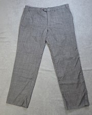 Vintage Chaps Men's 100% Wool Flat Front Slacks Gray 40 x 30