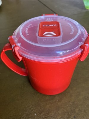 Red Sistema Microwavable Soup Cup W/ Vented Lid 22.18 Oz. BPA Free 656 ml 