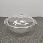 VTG PYREX clear casserole bowl #026 3 Qt. lid 626-C A-10 tab handles USA