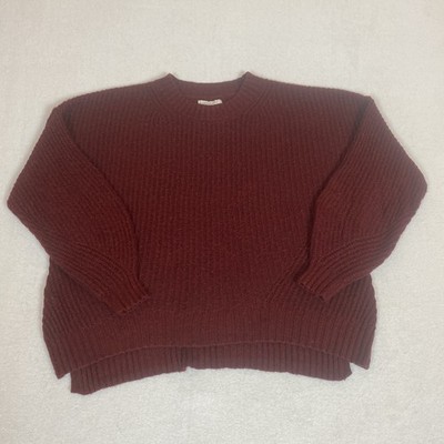 American Eagle Ribbed Textured Open Knit Red Sweater Small