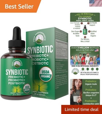 Zero Sugar Pre, Pro & Postbiotics - Organic Liquid Drops for Microbiome Balance