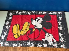 Vintage Disney Mickey Mouse Single Queen Pillowcase Double Sided 19"x32"